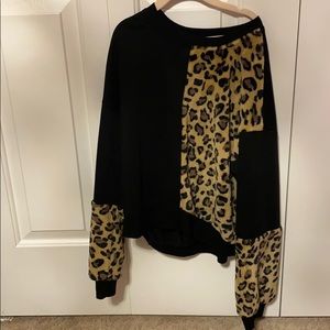 Half black half cheetah sweatshirt